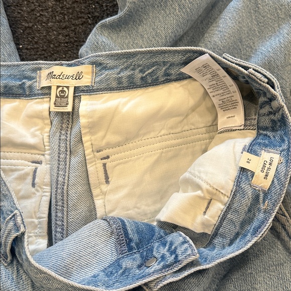 Madewell Light Wash Zipper Fly Low Slung Cargo Jeans Adjustable Waist Size 28 - Picture 8 of 9